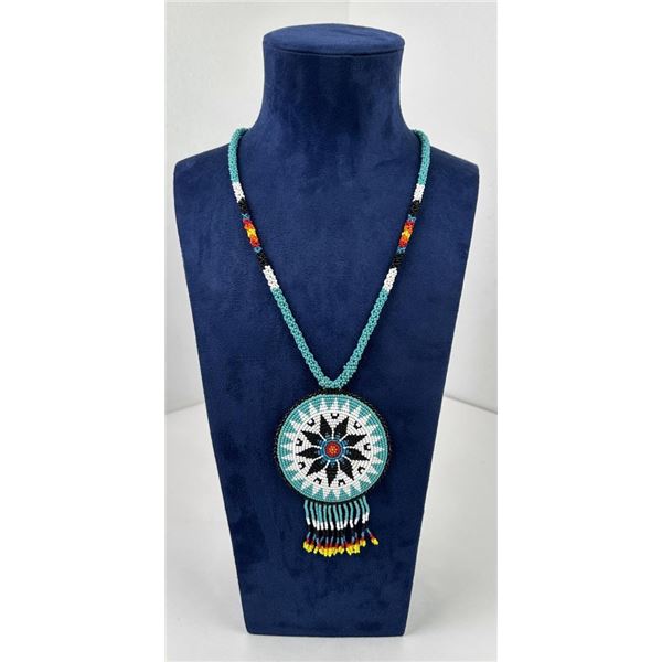 Vintage Native American Beaded Medallion Necklace