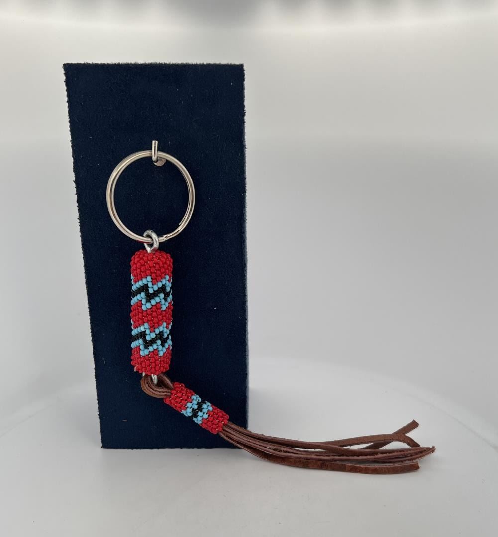 Plains Native American Indian Beaded Keychain