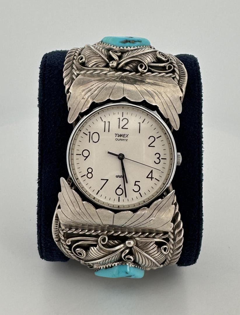 Brugh Tsosie Navajo Sterling Tourquoise Watch Cuff