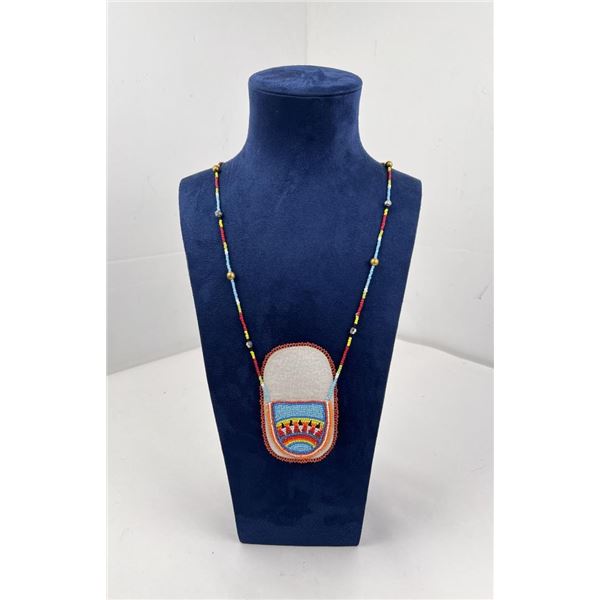 Beaded Native American Indian Pouch Necklace