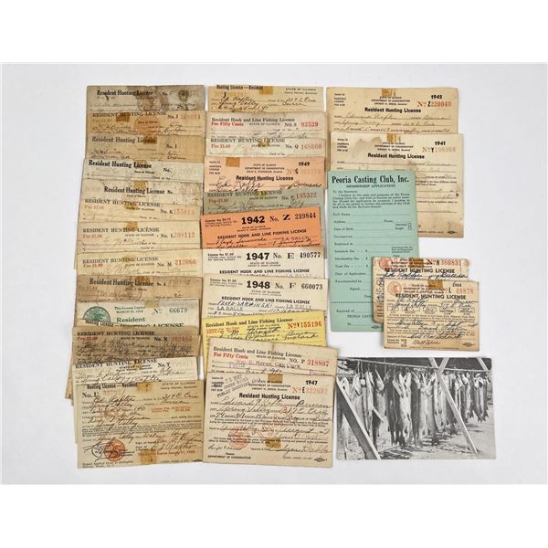 Collection of 1940s Illinois Hunting Licenses