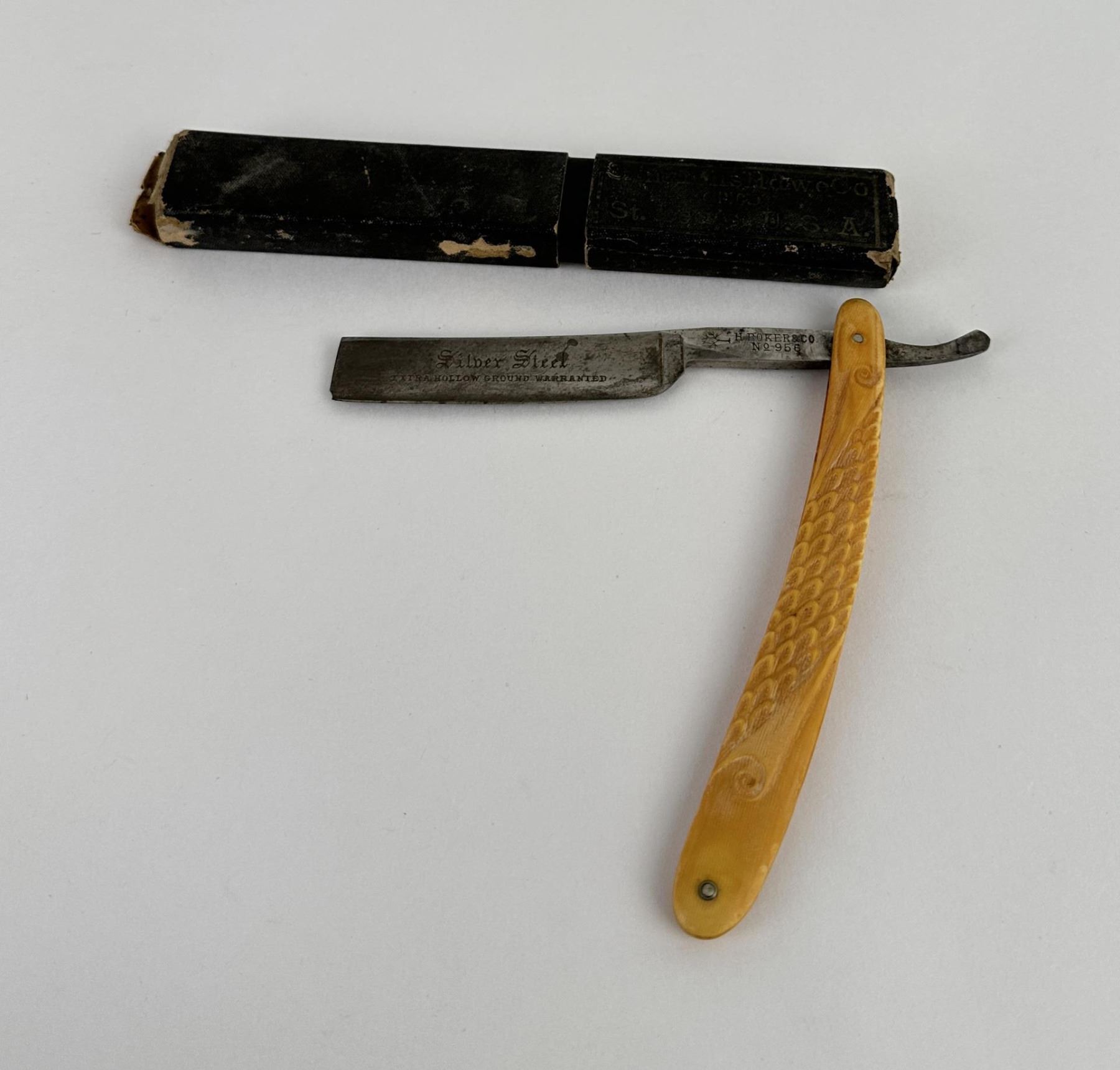 Antique Boker Silver Steel Straight Razor