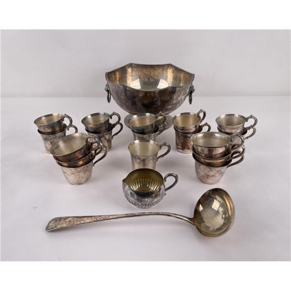 Victorian Silver Plate Punchbowl Set