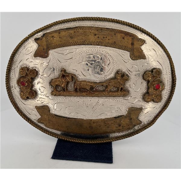Trophy Team Roping Rodeo Belt Buckle