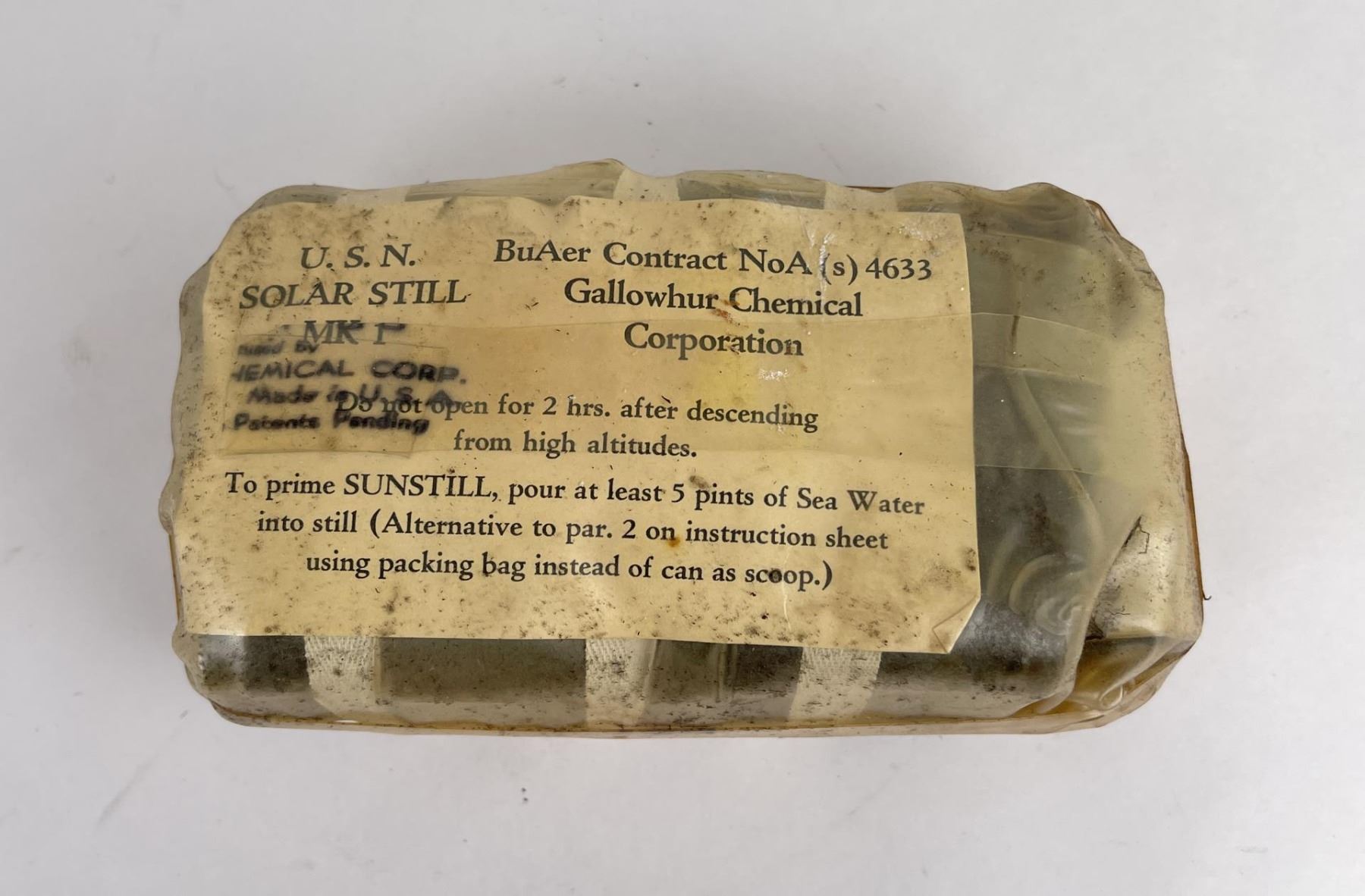 WW2 US Navy Pilot Solar Still Life Raft Kit