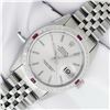 Image 2 : Rolex Mens Stainless Steel Silver Index With Ruby Diamond Bezel 36MM