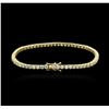 Image 2 : 18KT Yellow Gold 4.98 ctw Diamond Tennis Bracelet