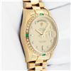 Image 9 : Rolex Mens 18K Yellow Gold Day Date President Champagne Diamond & Emerald Watch