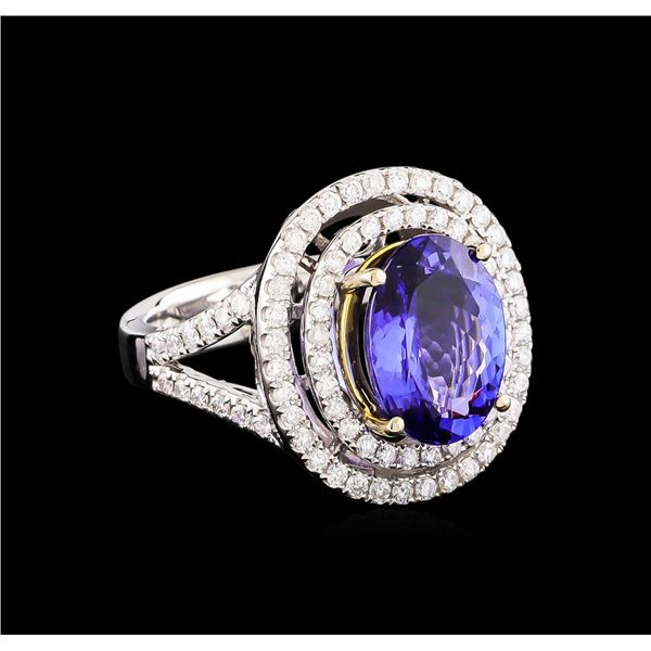 14KT Two-Tone 4.50 ctw Tanzanite and Diamond Ring