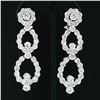 Image 2 : Platinum 14.92 ctw Round VVS G Diamond Long Dangle Drop Fiery Statement Earrings