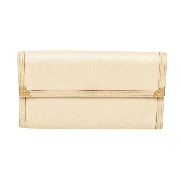 Louis Vuitton Cream Leather International Wallet