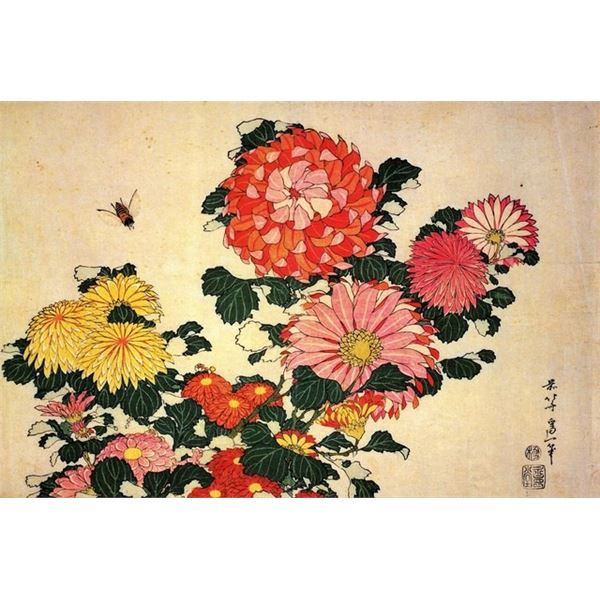 Hokusai - Chrysanthemum and Bee