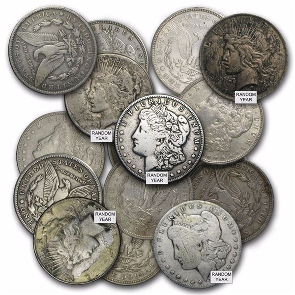 Twenty Mixed Morgan and Peace Silver Dollars Culls