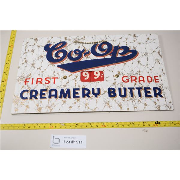 Antique Co-op Butter Price Sign