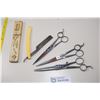 Image 1 : (3) Pairs of Vintage Barber's Scissors + Straight Razor