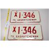 Image 1 : Pair of 1975 Saskatchewan 'X' License Plates