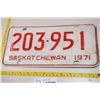 Image 1 : 1971 Saskatchewan License Plate