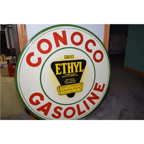 * Double Sided Porcelain Sign - Conoco Gasoline 30 