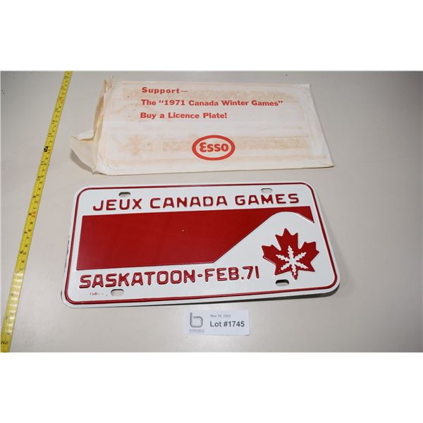 1971 Saskatoon ESSO Canada Winter Games License Plate