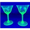 Image 1 : (2) Uranium Glass / Depression Era 1930's Wheel Cut Champagne Glasses