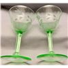 Image 4 : (2) Uranium Glass / Depression Era 1930's Wheel Cut Champagne Glasses