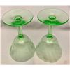 Image 5 : (2) Uranium Glass / Depression Era 1930's Wheel Cut Champagne Glasses