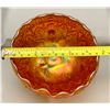 Image 5 : Fenton Marigold Carnival Glass "Little Flowers" 3-Footed Rose Bowl. Circa 1907