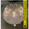Image 3 : Dugan Frosty White Carnival Glass "Grape Delight" 5-Footed Ruffled Top Rose Bowl. Circa 1910