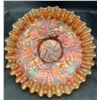 Image 1 : Fenton Marigold Carnival Glass "Thistle" Candy Ribbon Edged Bowl. Circa 1907