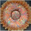 Image 3 : Fenton Marigold Carnival Glass "Thistle" Candy Ribbon Edged Bowl. Circa 1907