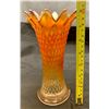 Image 2 : Northwood Dark Marigold Carnival Glass "Diamond Point" Vase. Circa 1909.