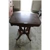 Image 2 : ** Victorian-Style Marble-Top Table with Casters - 28" x 20" x 30" Tall