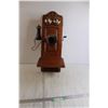 Image 1 : Vintage Oak Kellogg Wall Telephone - Works, Has Battery