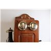 Image 3 : Vintage Oak Kellogg Wall Telephone - Works, Has Battery