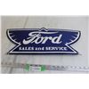 Image 1 : Porcelain Ford Sales and Service Sign - 9" x 23"