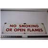 Image 1 : Porcelain Caution Sign / No Smoking or No Open Flames - 8"x24"