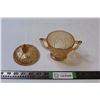 Image 2 : Depression Glass Iris and Herringbone Sugar Bowl w/ Lid