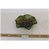 Image 2 : Green Holly Swirl Carnival Glass Ruffled Bowl