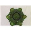 Image 6 : Green Holly Swirl Carnival Glass Ruffled Bowl