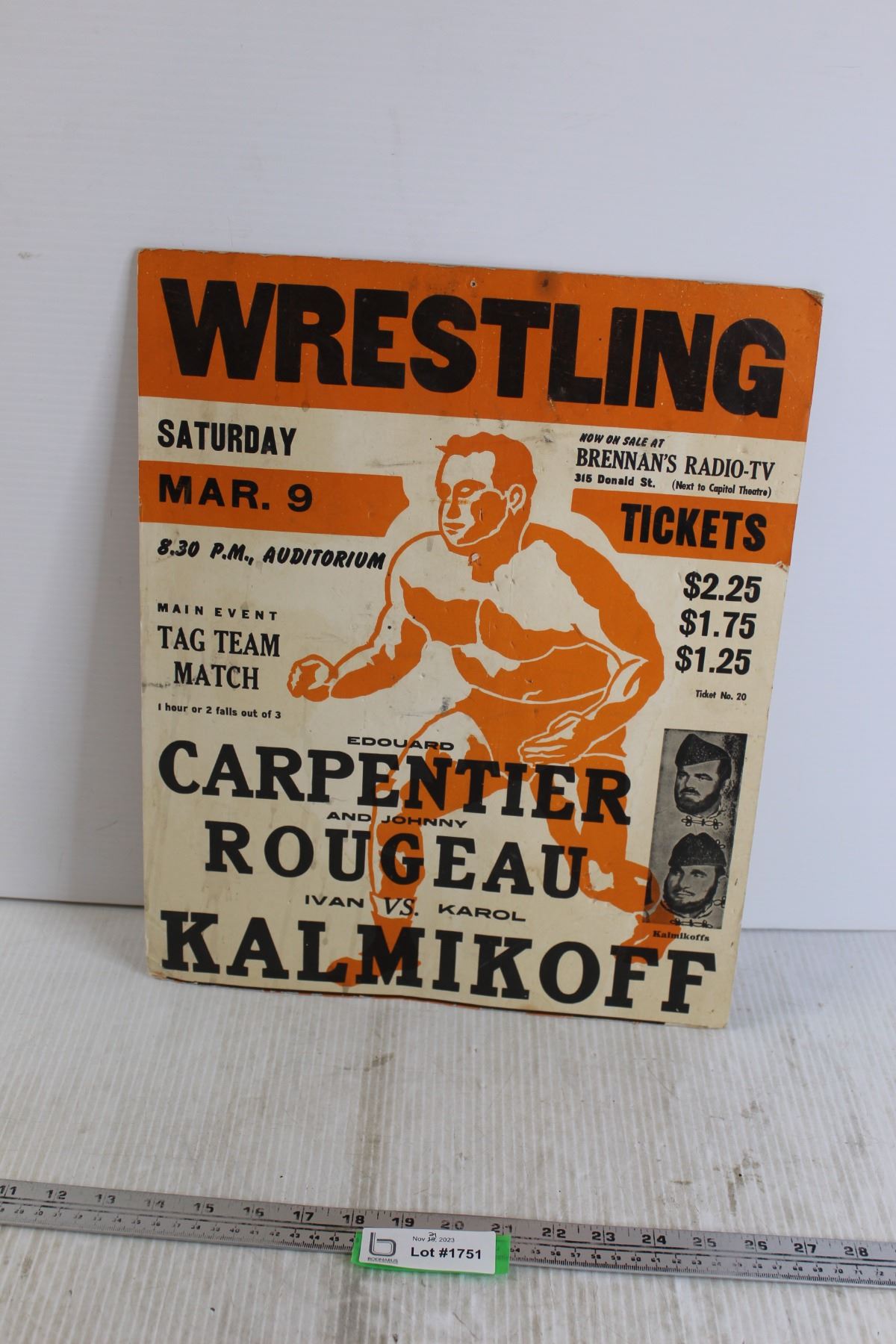 Wrestling Poster - Edouard Carpenter, Johnny Rougeau, Ivan vs Karol ...