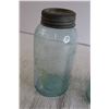 Image 2 : (3) Blue Sealer Jars - (1) Lid - One Jar is Cracked