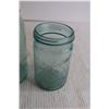 Image 4 : (3) Blue Sealer Jars - (1) Lid - One Jar is Cracked