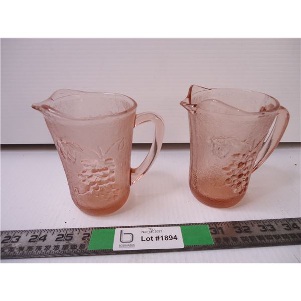 (2) Vintage Pink Depression Glass Cream Pitchers
