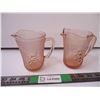 Image 1 : (2) Vintage Pink Depression Glass Cream Pitchers