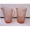 Image 2 : (2) Vintage Pink Depression Glass Cream Pitchers