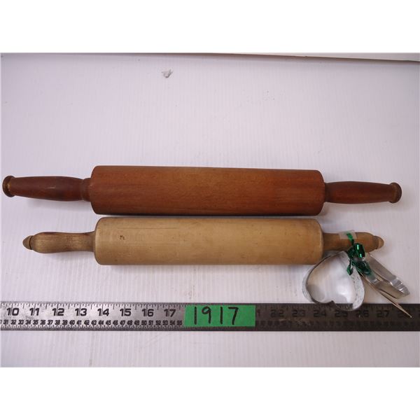 (2) Vintage Rolling Pins and (2) Cookie Cutters