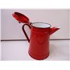 Image 6 : Large Vintage Red Enamel Coffee Pot with Short Spout