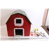 Image 1 : * Wooden Barn with Plastic Farm Animals - Barn Measures 16 1/2" x 20 3/4" x 18" Tall