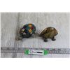 Image 1 : (2) Collectible Turtle Pottery Pieces - Made in South Africa, (1) is Brass