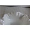 Image 2 : Signed "Fenton" Milk Glass Vase - Hob Nail Pattern, 8" High